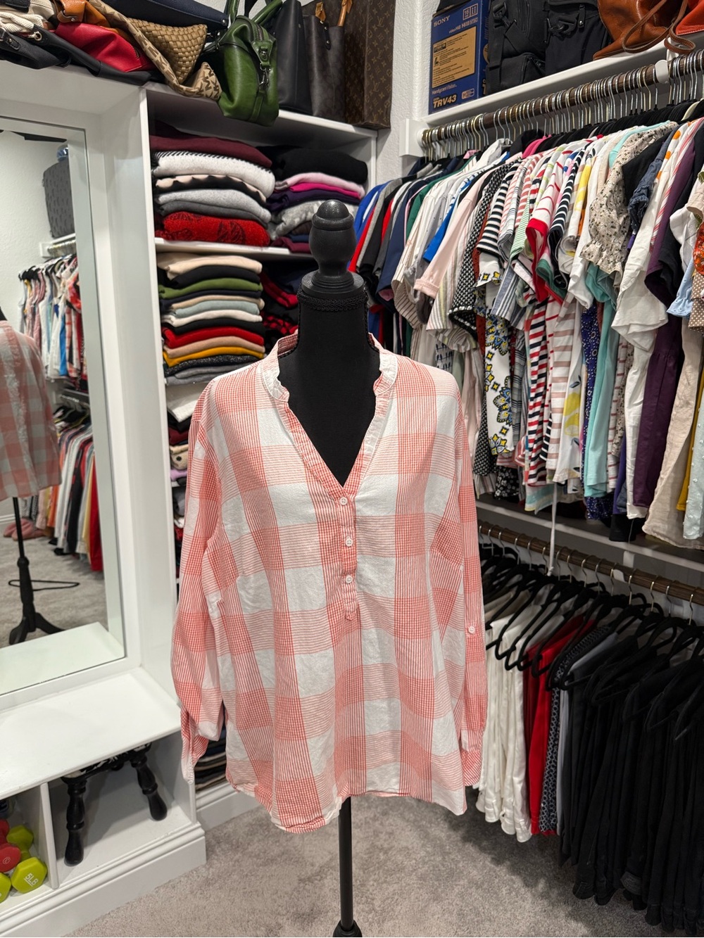 Riders by Lee Coral & White Striped Casual Shirt